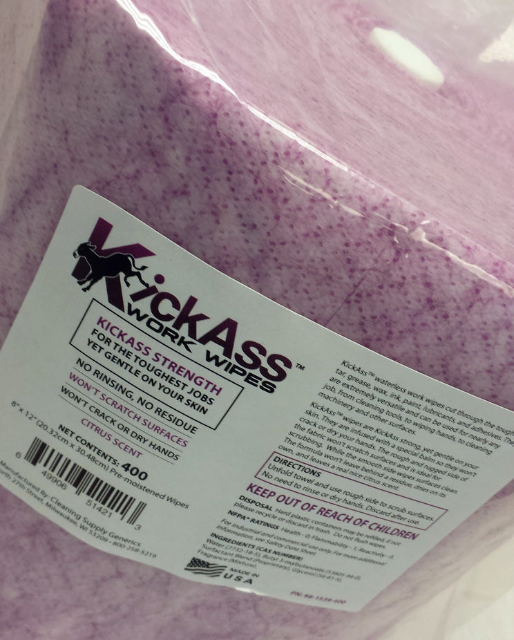 2 pk of KickAss Work Wipes 400ct refill